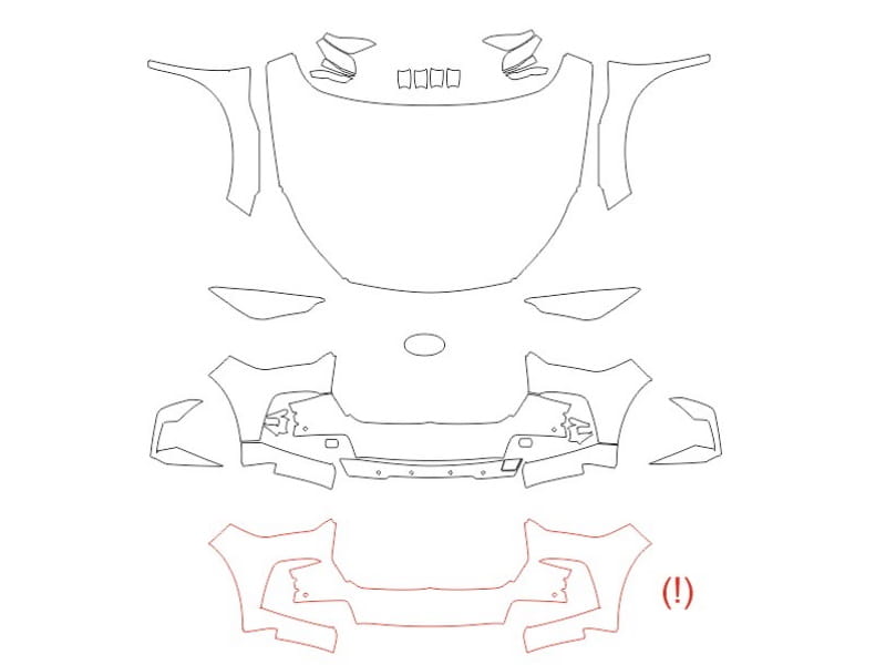 Formatki PPF do karoserii Infiniti QX55 (2021) – zestaw