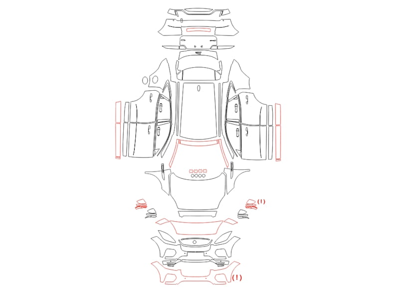 Formatki PPF do karoserii Jaguar E-Pace (2018) R-Dynamic – zestaw