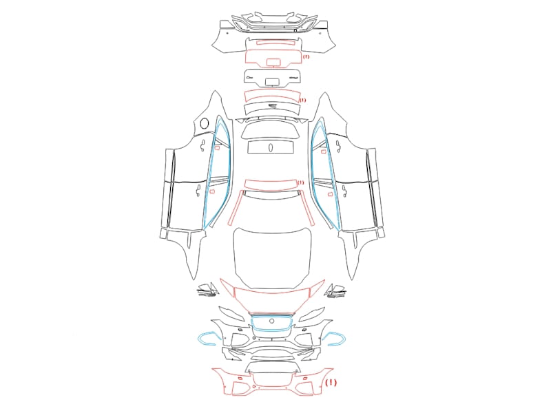 Formatki PPF do karoserii Jaguar F-Pace (2021) R-Dynamic – zestaw