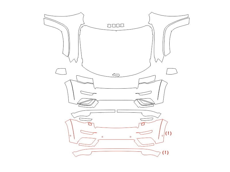 Formatki PPF do karoserii Jeep Grand Cherokee (2018) Summit Platinum – zestaw