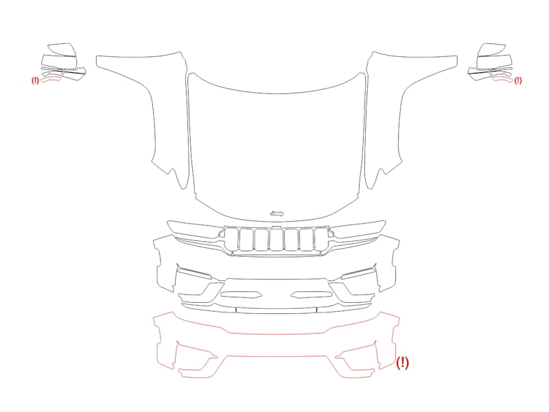 Formatki PPF do karoserii Jeep Grand Cherokee (2024) Laredo – zestaw