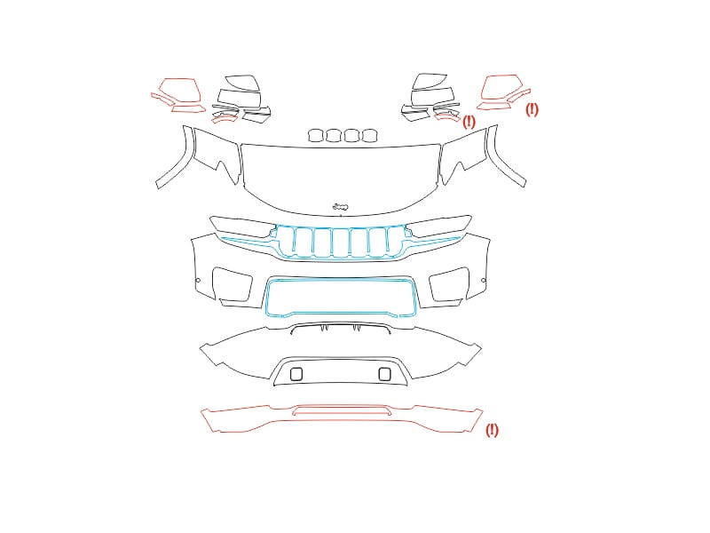Formatki PPF do karoserii Jeep Grand Cherokee L Overland (2021) – zestaw