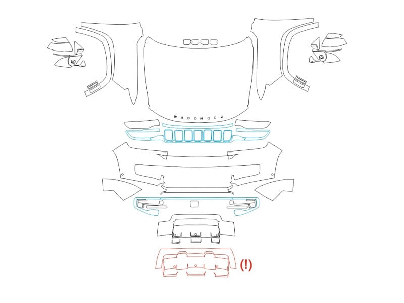 Formatki PPF do karoserii Jeep Wagoneer (2022) Series 2 – zestaw