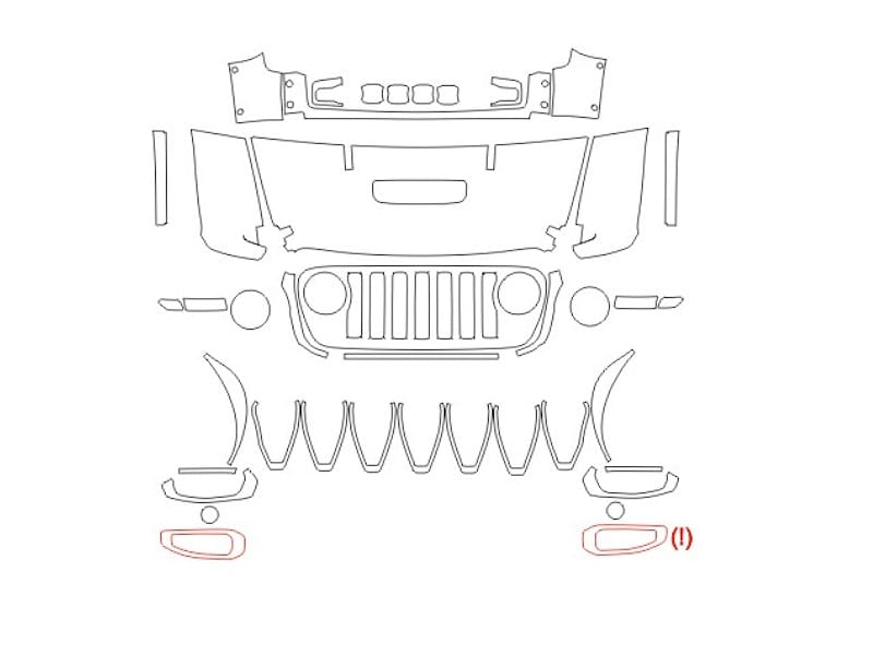 Formatki PPF do karoserii Jeep Wrangler Rubicon 392 (2023) – zestaw