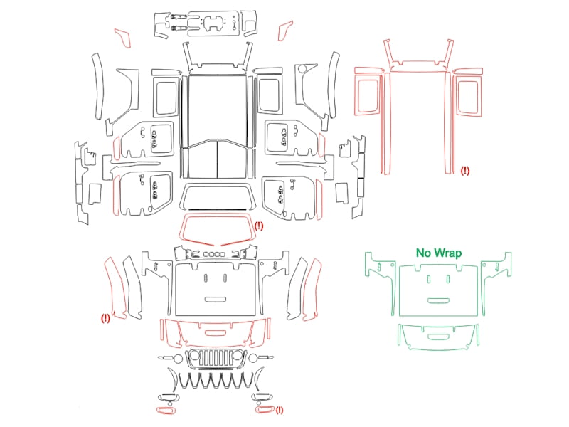 Formatki PPF do karoserii Jeep Wrangler Rubicon 392 (2023) – zestaw