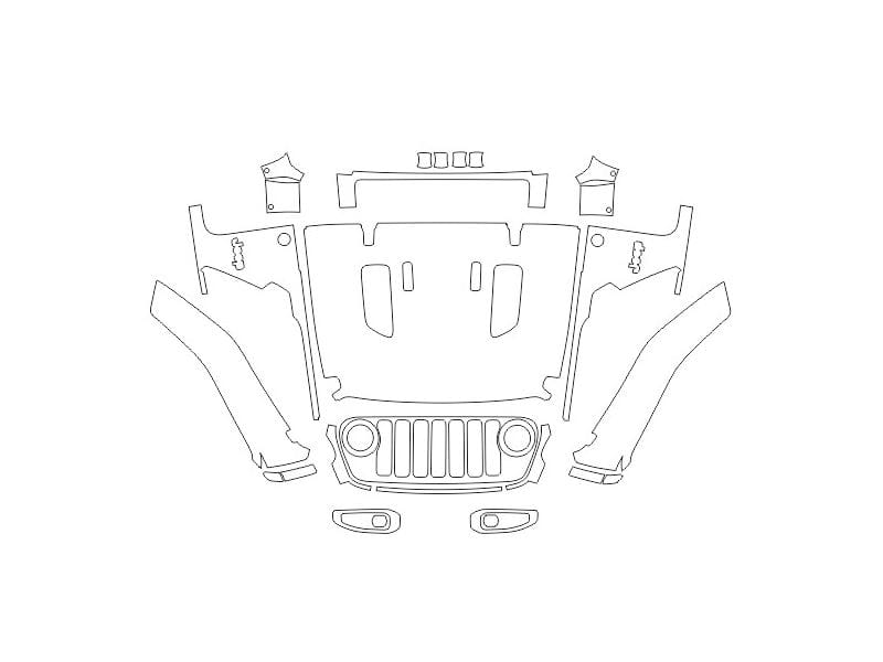 Formatki PPF do karoserii Jeep Wrangler Rubicon JL (2018) – zestaw