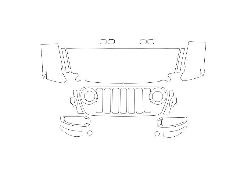Formatki PPF do karoserii Jeep Wrangler Unlimited JL Sport (2018) – zestaw