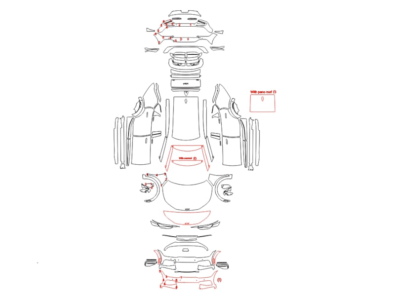 Formatki PPF do karoserii Kia EV6 (2022) GT-Line – zestaw