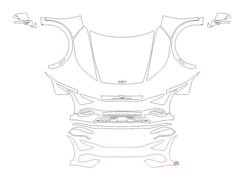 Formatki PPF do karoserii Kia EV6 (2025) GT-Line – zestaw