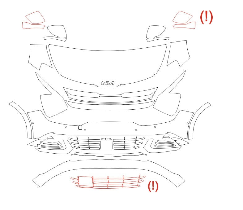 Formatki PPF do karoserii Kia Sportage (2022) SX – zestaw