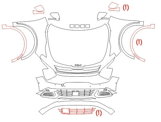 Formatki PPF do karoserii Kia Sportage (2022) SX – zestaw