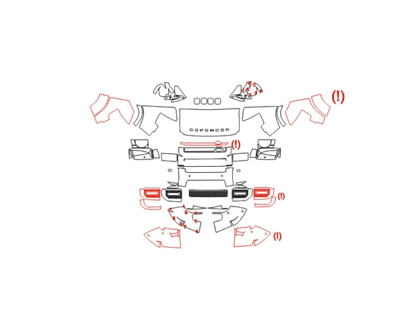 Formatki PPF do karoserii Land Rover Defender 110 (2020) – zestaw