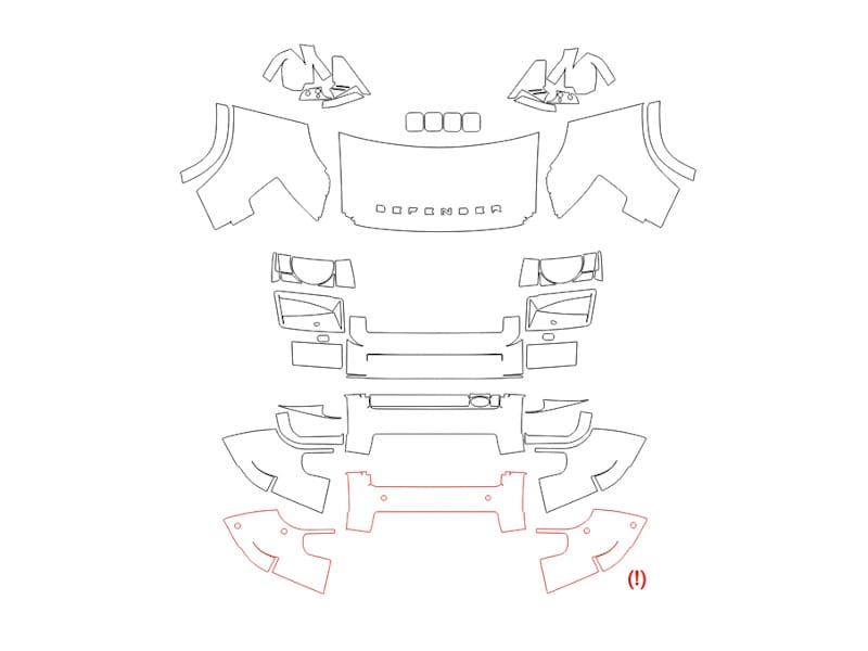 Formatki PPF do karoserii Land Rover Defender 130 (2023) – zestaw