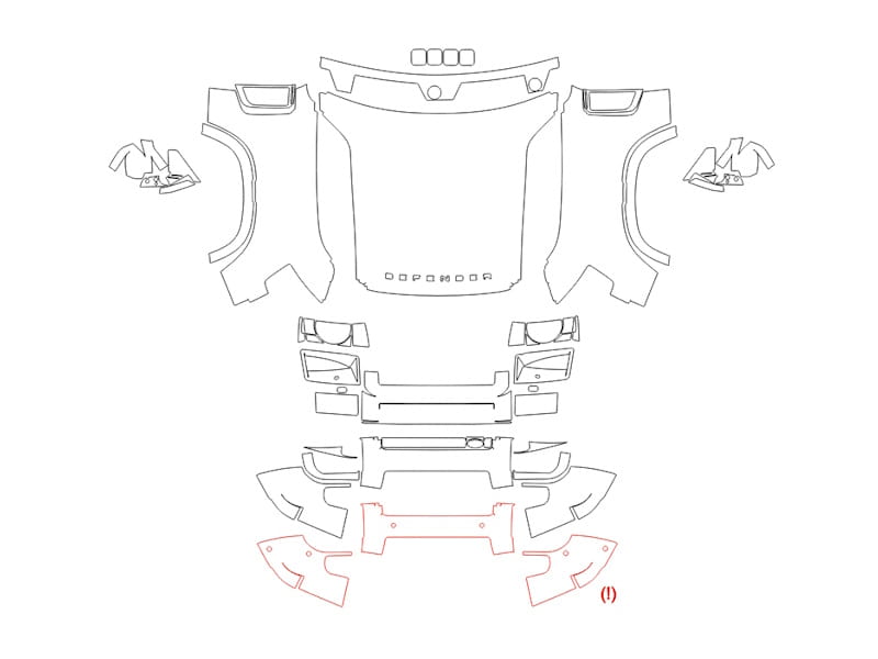 Formatki PPF do karoserii Land Rover Defender 130 (2023) – zestaw