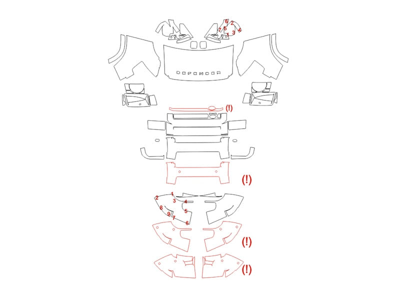 Formatki PPF do karoserii Land Rover Defender 90 (2020) – zestaw