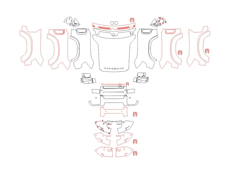 Formatki PPF do karoserii Land Rover Defender 90 (2020) – zestaw
