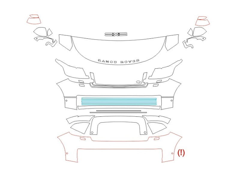 Formatki PPF do karoserii Land Rover Range Rover (2023) SV Long – zestaw
