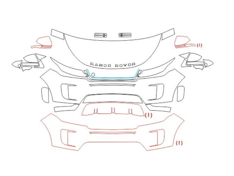 Formatki PPF do karoserii Land Rover Range Rover Evoque (2019) – zestaw
