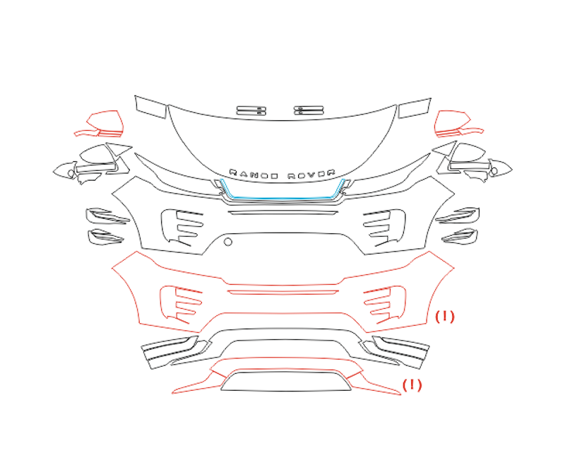 Formatki PPF do karoserii Land Rover Range Rover Evoque (2019) R-Dynamic – zestaw