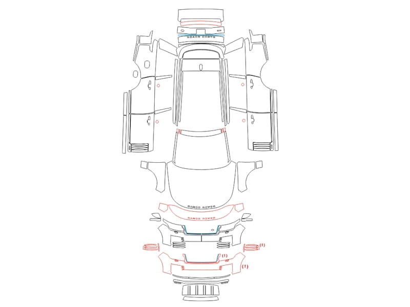Formatki PPF do karoserii Land Rover Range Rover L (2018) – zestaw