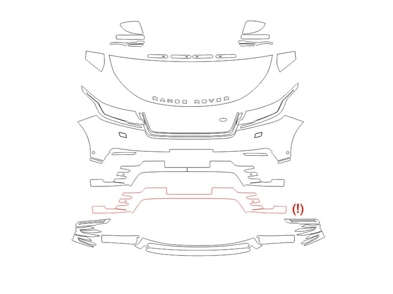 Formatki PPF do karoserii Land Rover Range Rover Velar (2017) R-Dynamic – zestaw