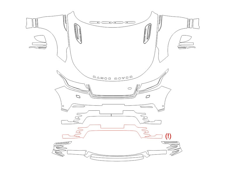 Formatki PPF do karoserii Land Rover Range Rover Velar (2023) Autobiography – zestaw