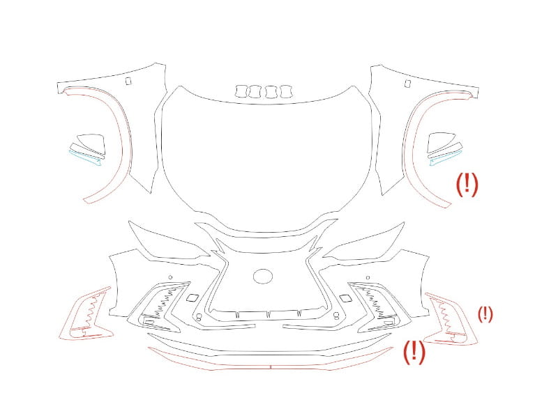 Formatki PPF do karoserii Lexus NX (2021) F-sport – zestaw