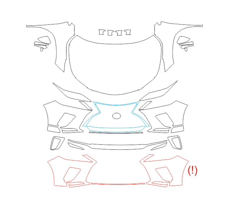 Formatki PPF do karoserii Lexus RX (2019) F-sport – zestaw