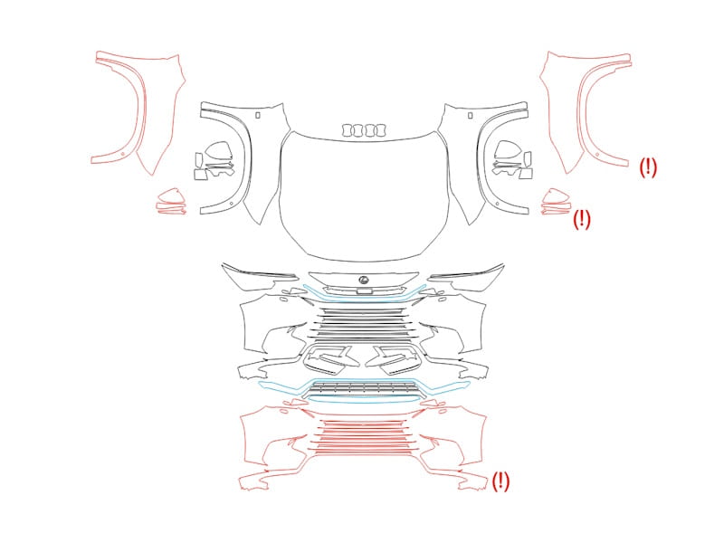 Formatki PPF do karoserii Lexus TX 500h F-Sport (2023) – zestaw