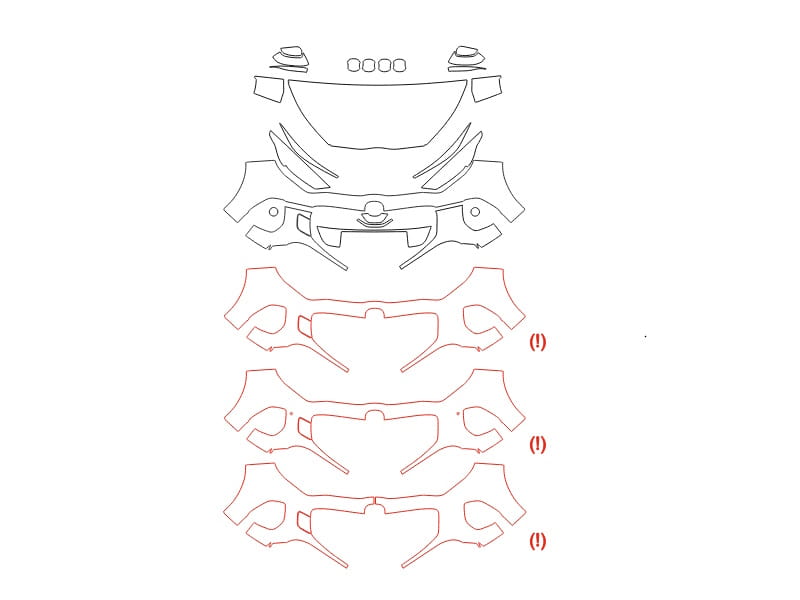 Formatki PPF do karoserii Mazda 2 (2024) Hybrid – zestaw