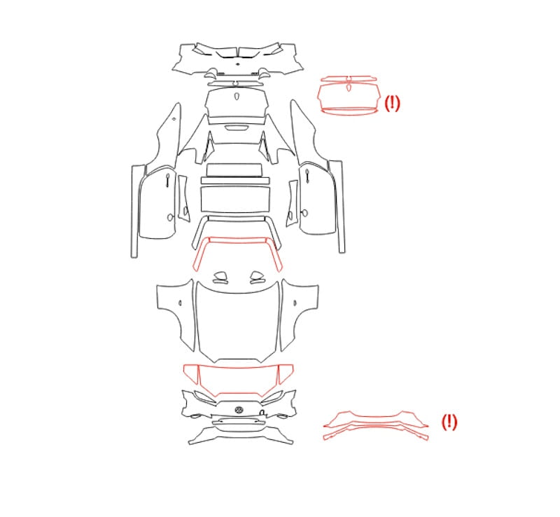 Formatki PPF do karoserii Mazda MX-5 (2018) Miata RF – zestaw