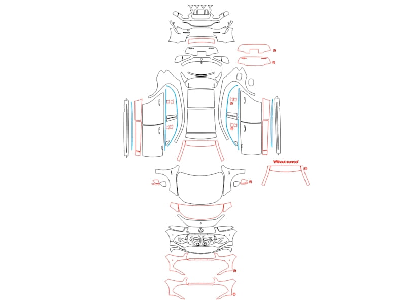 Formatki PPF do karoserii Mercedes-Benz A (2020) AMG A 45 S – zestaw