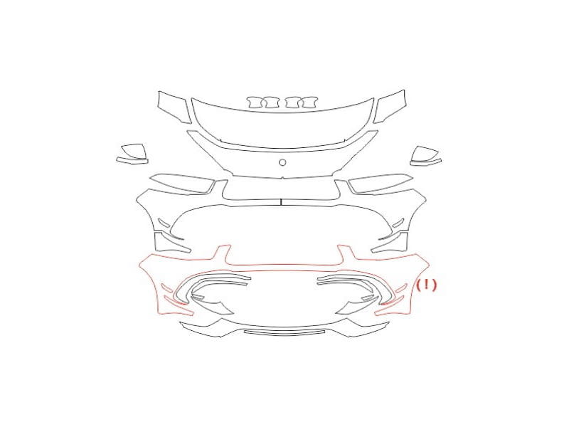 Formatki PPF do karoserii Mercedes-Benz A 45S (2020) AMG Aerodynamic Package – zestaw