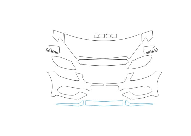 Formatki PPF do karoserii Mercedes-Benz C (2014) AMG – zestaw
