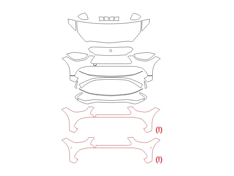 Formatki PPF do karoserii Mercedes-Benz C-Class (2022) 43 AMG – zestaw