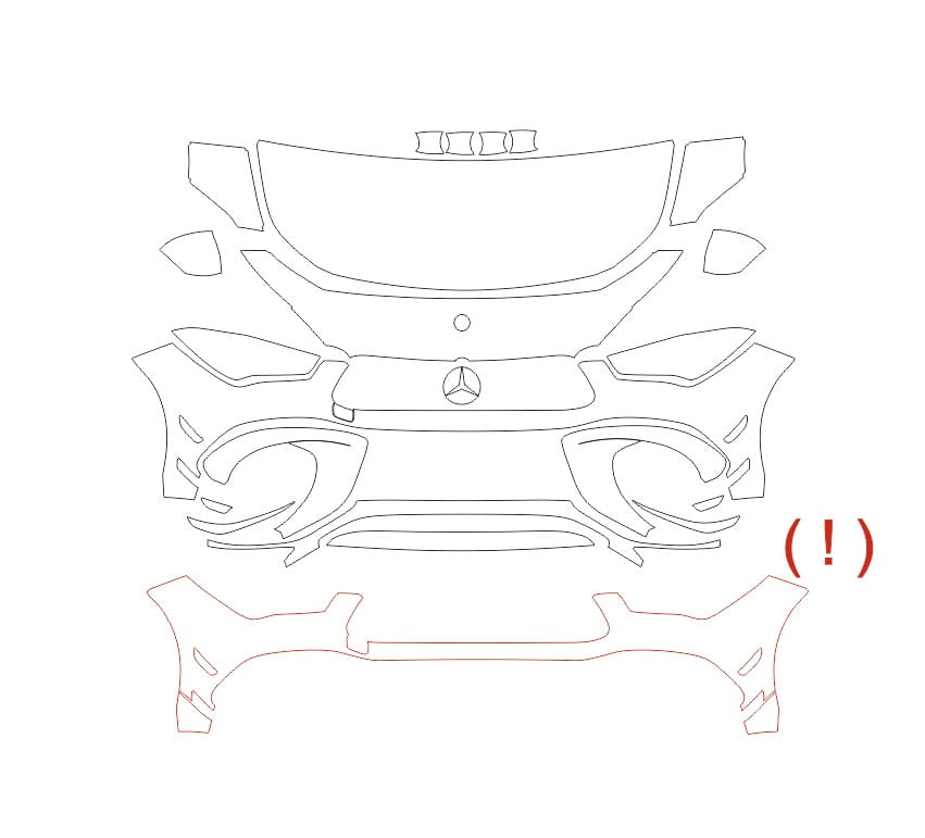 Formatki PPF do karoserii Mercedes-Benz CLA (2020) AMG 45 Aerokit – zestaw