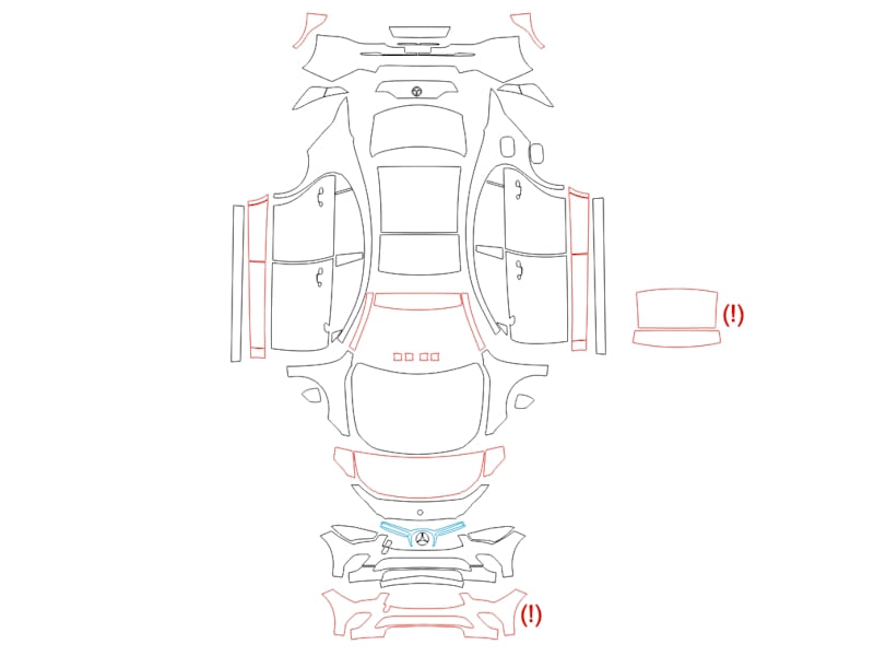 Formatki PPF do karoserii Mercedes-Benz CLA-class (2019) – zestaw