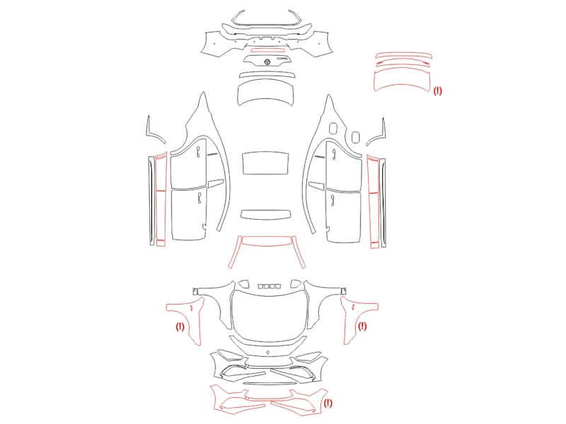 Formatki PPF do karoserii Mercedes-Benz CLA-class (2024) AMG – zestaw