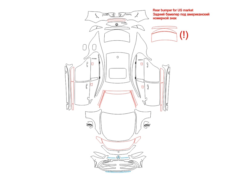 Formatki PPF do karoserii Mercedes-Benz CLS (2021) AMG – zestaw
