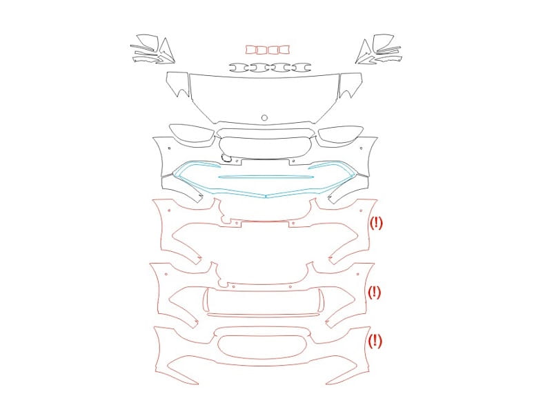 Formatki PPF do karoserii Mercedes-Benz E-Class (2022) L Exclusive Line – zestaw