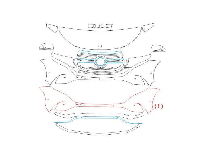 Formatki PPF do karoserii Mercedes-Benz EQC (2020) AMG – zestaw