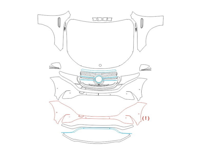 Formatki PPF do karoserii Mercedes-Benz EQC (2020) AMG – zestaw