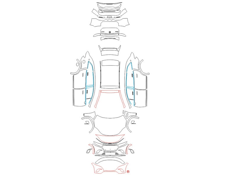 Formatki PPF do karoserii Mercedes-Benz EQS (2024) Maybach SUV – zestaw