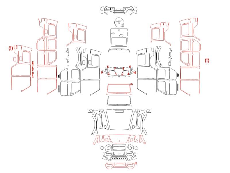 Formatki PPF do karoserii Mercedes-Benz G (2022) AMG 63 4x4 – zestaw