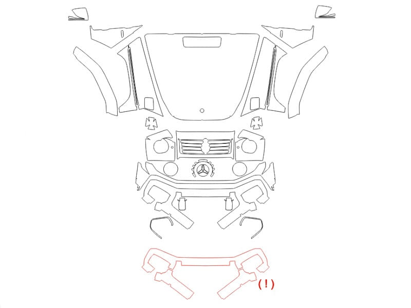 Formatki PPF do karoserii Mercedes-Benz G-Class (2024) AMG EQ-Technology – zestaw