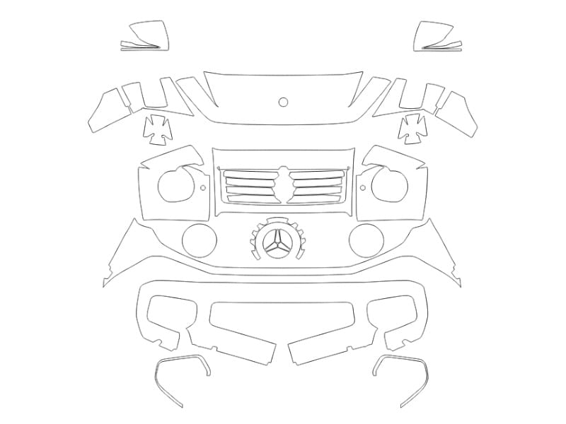 Formatki PPF do karoserii Mercedes-Benz G-Class (2024) EQ-Technology – zestaw