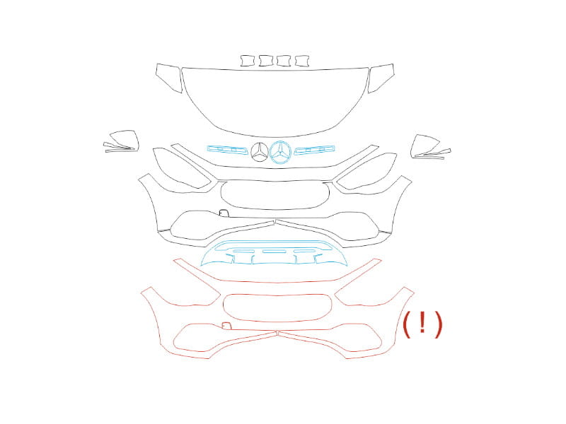 Formatki PPF do karoserii Mercedes-Benz GLA (2020) – zestaw