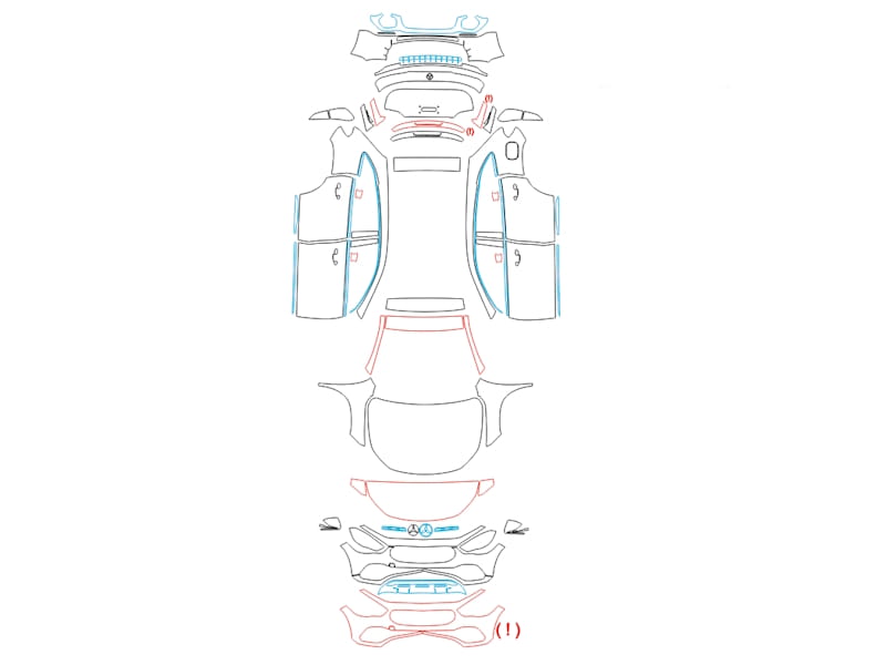 Formatki PPF do karoserii Mercedes-Benz GLA (2020) – zestaw