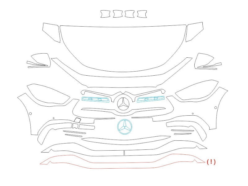 Formatki PPF do karoserii Mercedes-Benz GLA (2020) AMG – zestaw