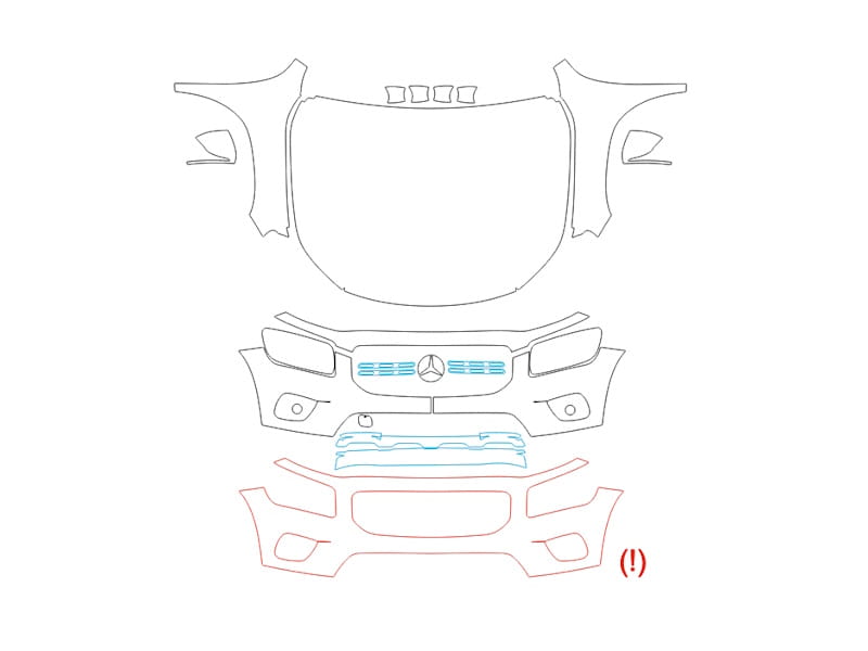 Formatki PPF do karoserii Mercedes-Benz GLB (2020) – zestaw
